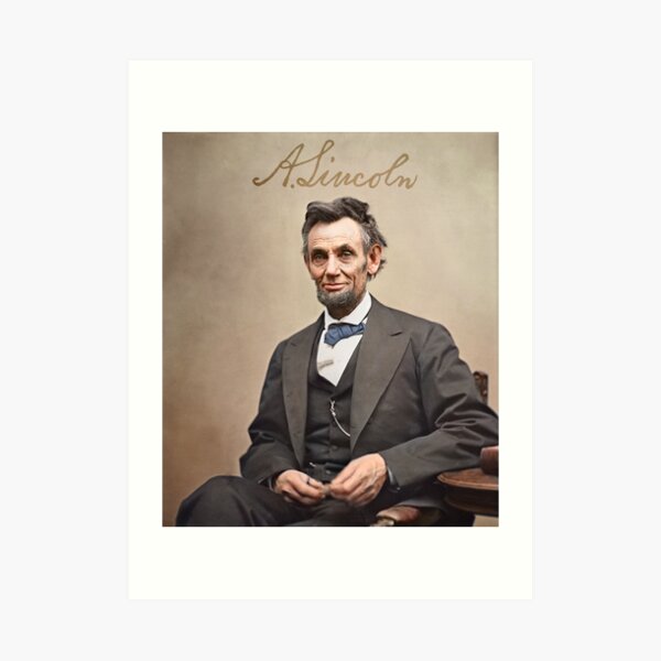 Colorized - Abraham Lincoln with Signature Art Print