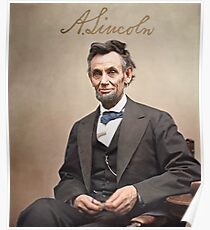 Colorized - Abraham Lincoln with Signature Poster