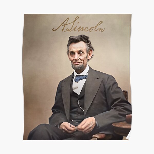 Colorized - Abraham Lincoln with Signature Poster