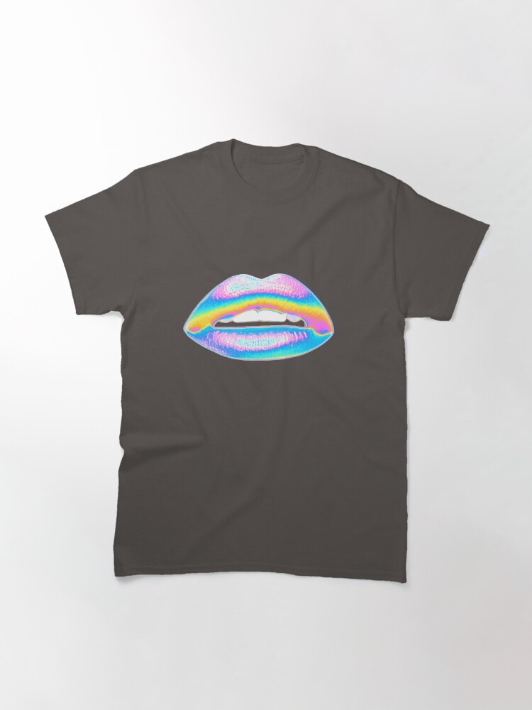 Thumbnail 3 of 7, Classic T-Shirt, New Holographic Lips on Pink designed and sold by dinaaaaaah.