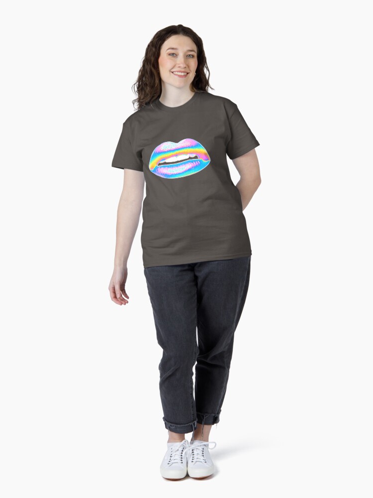 Thumbnail 4 of 7, Classic T-Shirt, New Holographic Lips on Pink designed and sold by dinaaaaaah.
