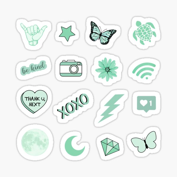 mourir Nouvelle arrivee Array green stickers aesthetic agréable ...