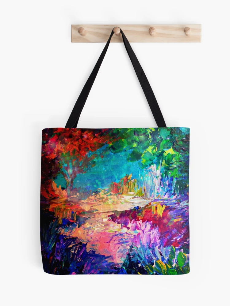 WELCOME TO UTOPIA Bold Rainbow Multicolor Abstract Painting Forest Nature  Whimsical Fantasy Fine Art Throw Blanket by EbiEmporium