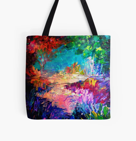 WELCOME TO UTOPIA Bold Rainbow Multicolor Abstract Painting Forest Nature  Whimsical Fantasy Fine Art Throw Blanket by EbiEmporium