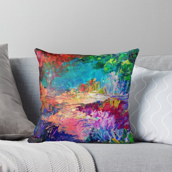 Artikel-Vorschau von WILLKOMMEN BEI UTOPIA Bold Rainbow Multicolor abstrakte Malerei Wald Natur skurrilen Fantasy Fine Art, designt und verkauft von EbiEmporium.