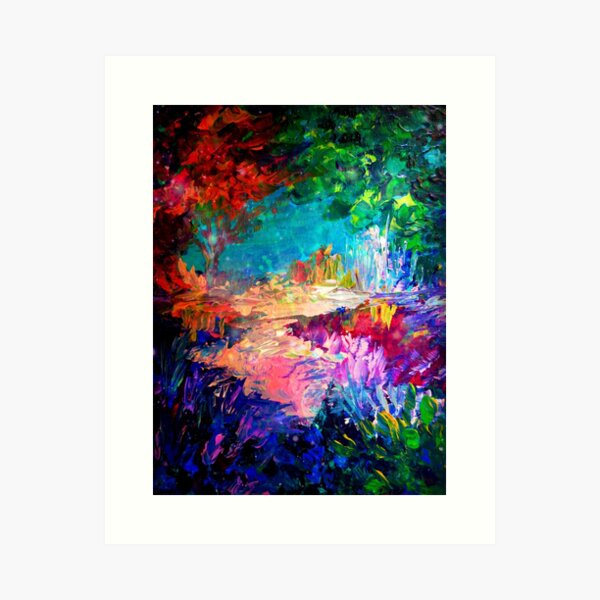WELCOME TO UTOPIA Bold Rainbow Multicolor Abstract Painting Forest Nature Whimsical Fantasy Fine Art Art Print