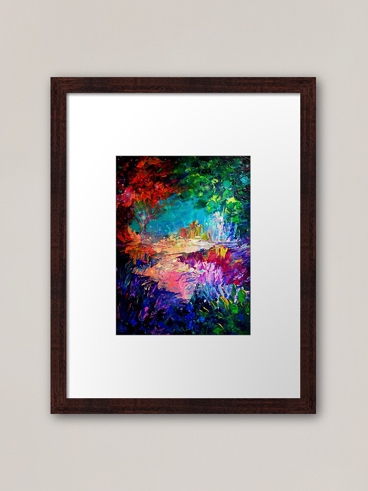 WELCOME TO UTOPIA Bold Rainbow Multicolor Abstract Painting Forest Nature  Whimsical Fantasy Fine Art Rectangular Pillow by EbiEmporium