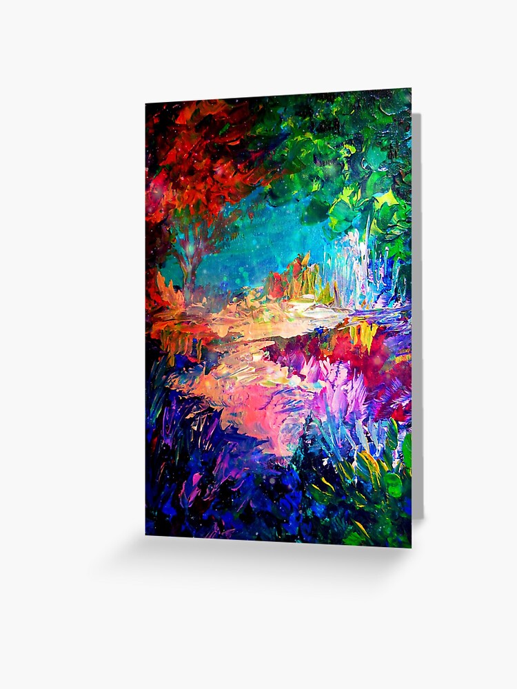 TO UTOPIA Bold Rainbow Abstract Painting Forest Whimsical Fantasy Fine Art" Greeting Card by | Redbubble
