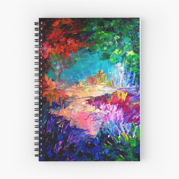 Item preview, WELCOME TO UTOPIA Bold Rainbow Multicolor Abstract Painting Forest Nature Whimsical Fantasy Fine Art designed and sold by EbiEmporium.