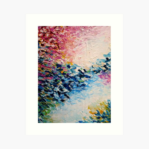PARADISE DREAMING Colorful Pastel Abstract Art Painting Textural Pink Blue White Tropical Brushstrokes Art Print