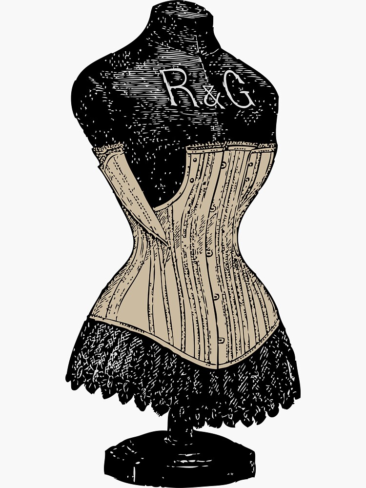 Vintage Corset, Victorian Corset, Corset on Dress Form,  Sticker for  Sale by EclecticAtHeART