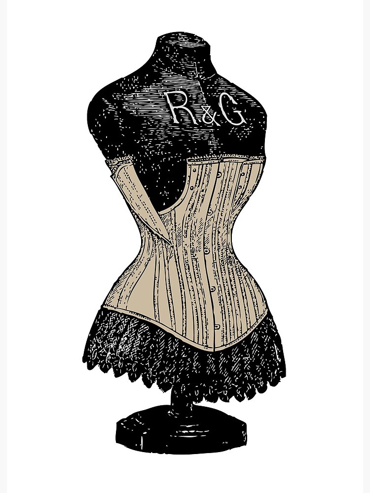 Vintage Corset | Victorian Corset | Corset on Dress Form | | Art Board Print