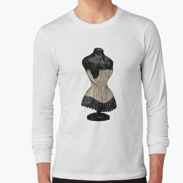 Vintage Corset | Victorian Corset | Corset on Dress Form | Long Sleeve T-Shirt