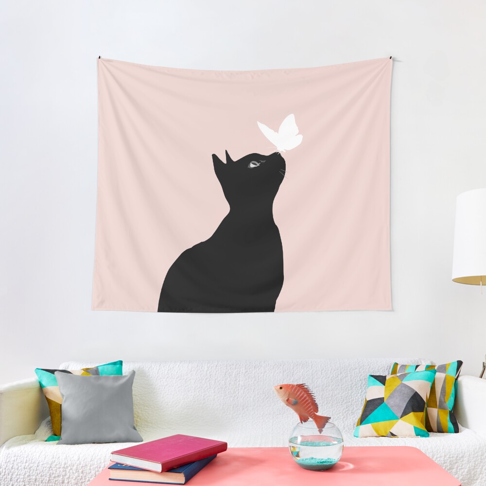 Tenture Murale Tapisserie - 51x62 Cm - Motif Chat Et Chien (Occasion)