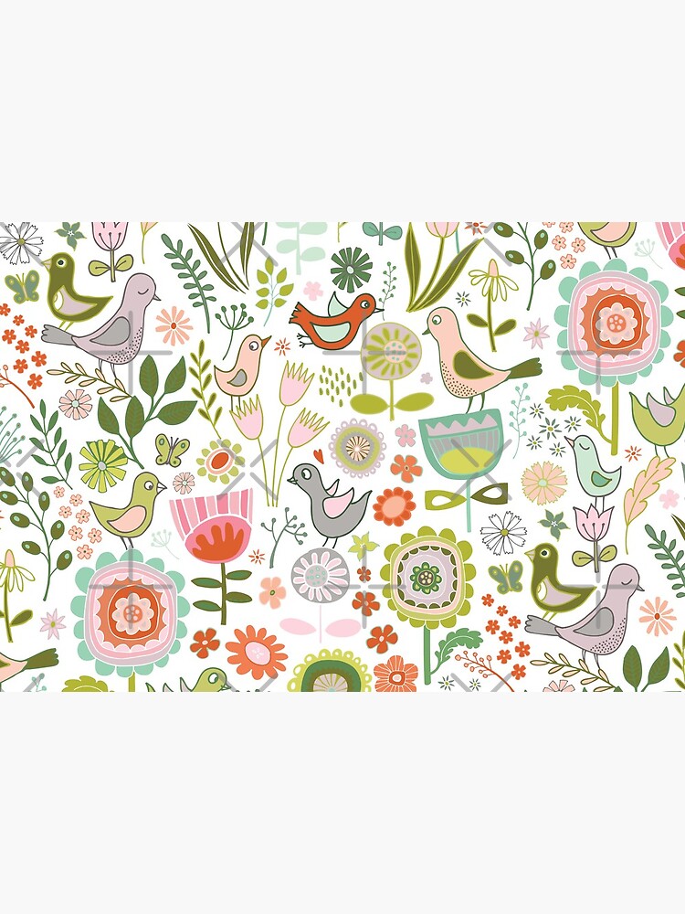 Birds and Blooms - Springtime - Pretty Floral Bird Pattern by Cecca Designs by Cecca-Designs
