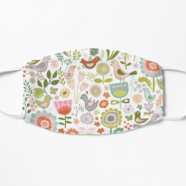 Birds and Blooms - Springtime - Pretty Floral Bird Pattern by Cecca Designs Mask
