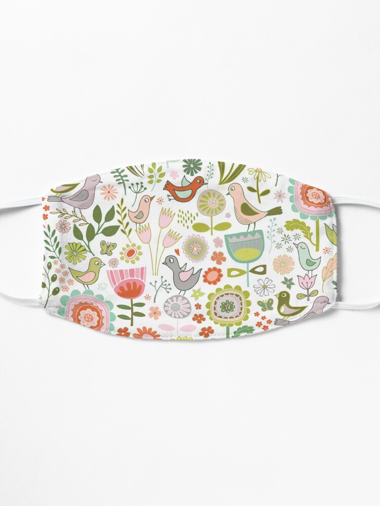 Alternate view of Birds and Blooms - Springtime - Pretty Floral Bird Pattern by Cecca Designs Mask