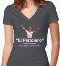 Alberto Contador Vuelta Winner 2012 Women's Fitted V-Neck T-Shirt