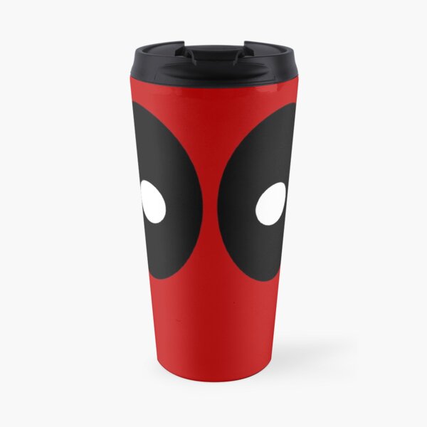 Red field behind black ellipses and white circles. Travel Mug