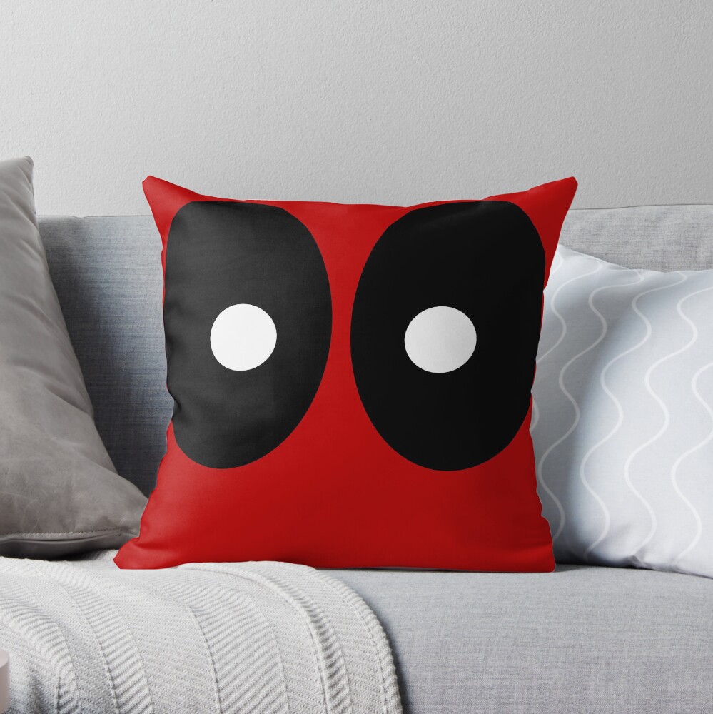 Red field behind black ellipses and white circles. Throw Pillow