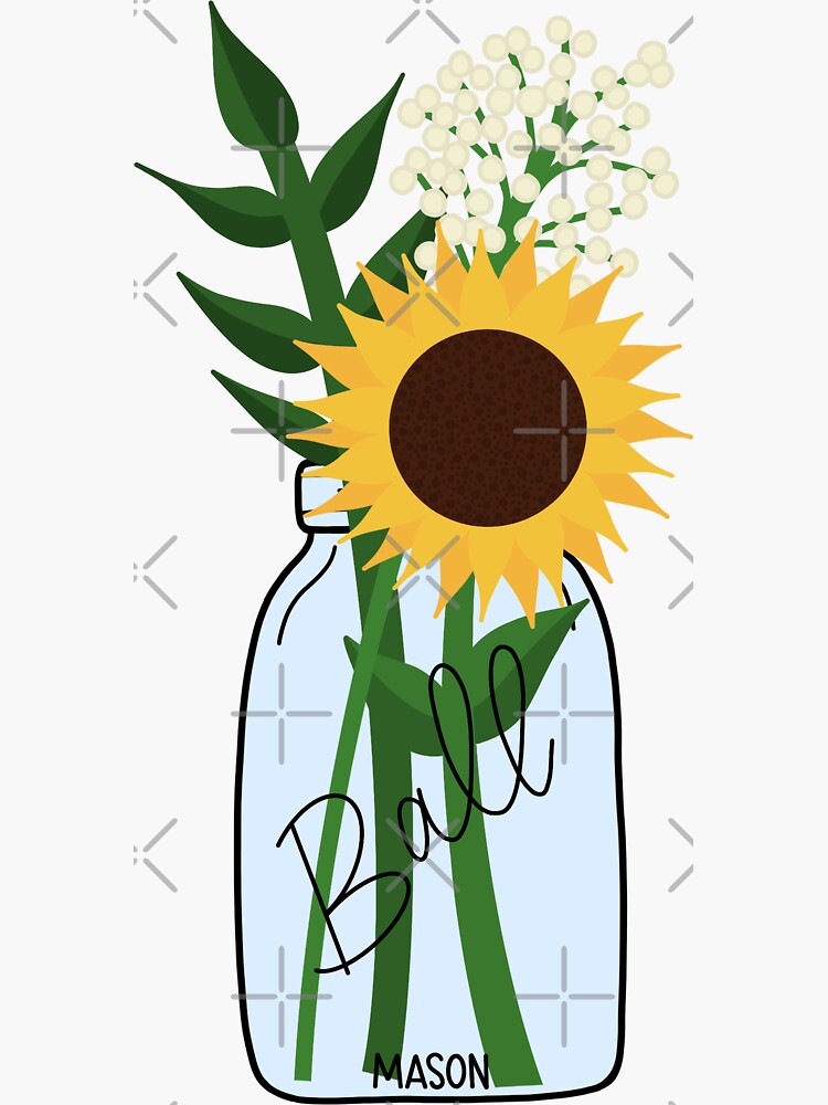 "Sunflower Mason Jar" Sticker by mbusfield | Redbubble