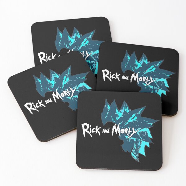 Rick and Morty with Rick Sanchez Cool Wig Dark Edition Coasters (Set of 4)