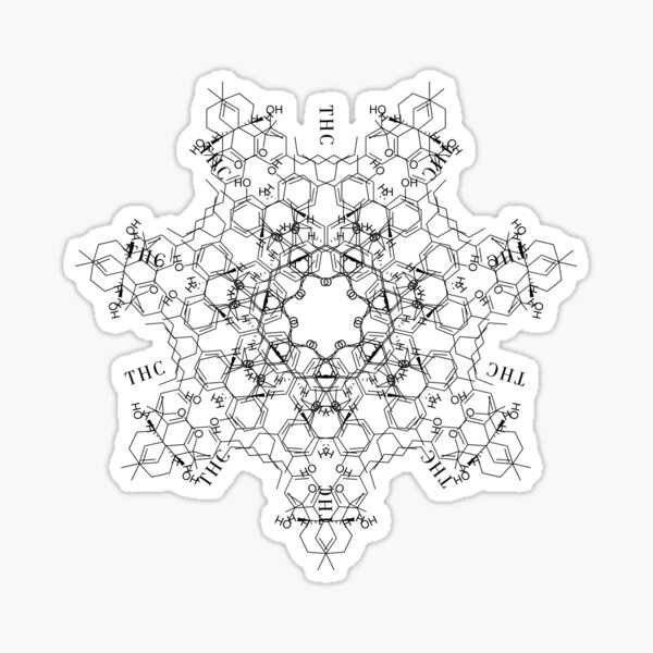 THC mandala 1 made from THC molecule Sticker