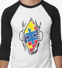 Autism Superhero Men's Baseball ¾ T-Shirt