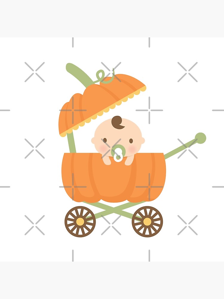 Cute Little Baby in Pumpkin Carriage