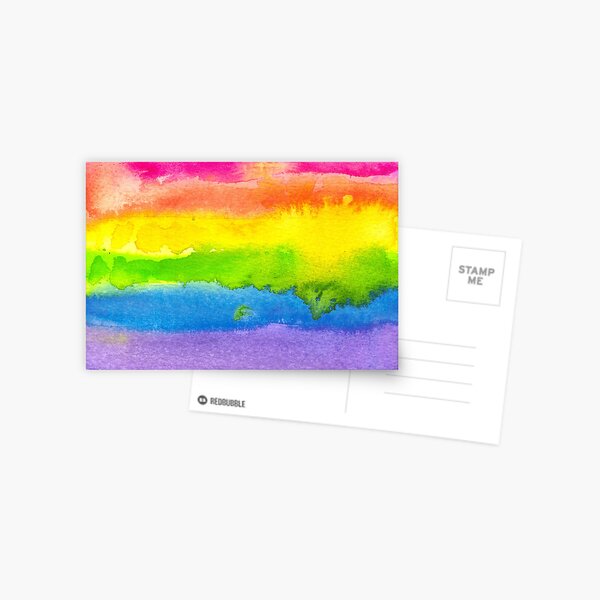 Watercolor Gay Pride Flag Postcard