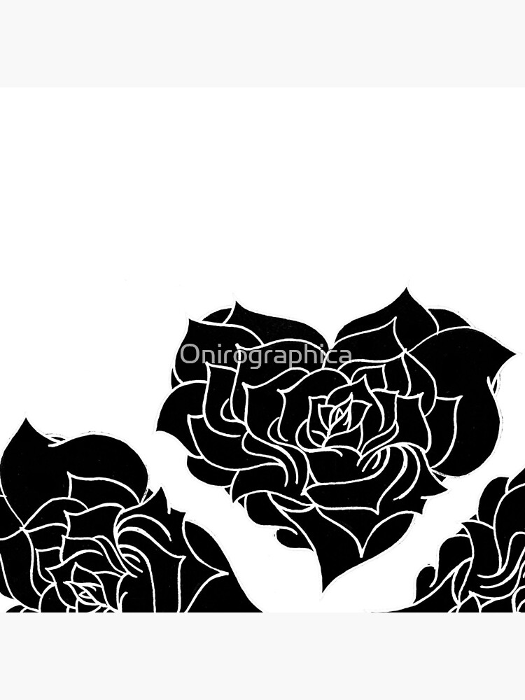 Aperçu 4 sur 4. Horloge avec l'œuvre Motif rose minimale - noir créée et vendue par Onirographica.