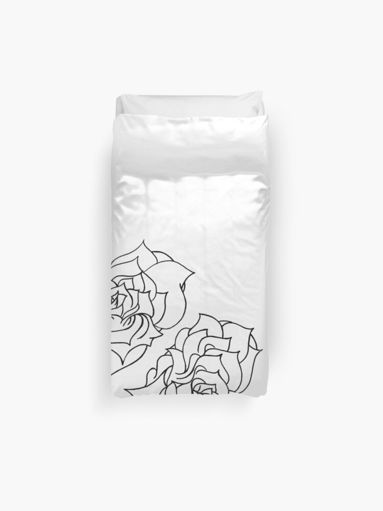 Aperçu 1 sur 2. Housse de couette avec l'œuvre Motif rose minimale - blanc créée et vendue par Onirographica.