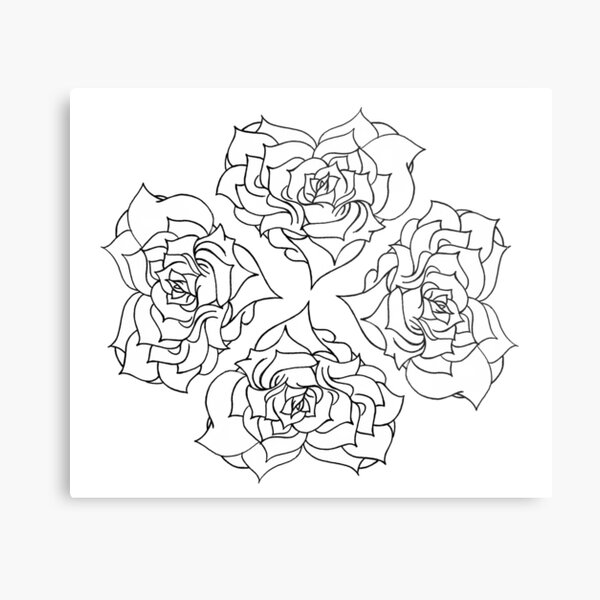 Minimal rose pattern - white Metal Print