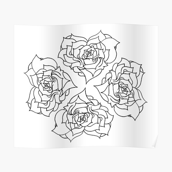 Minimal rose pattern - white Poster
