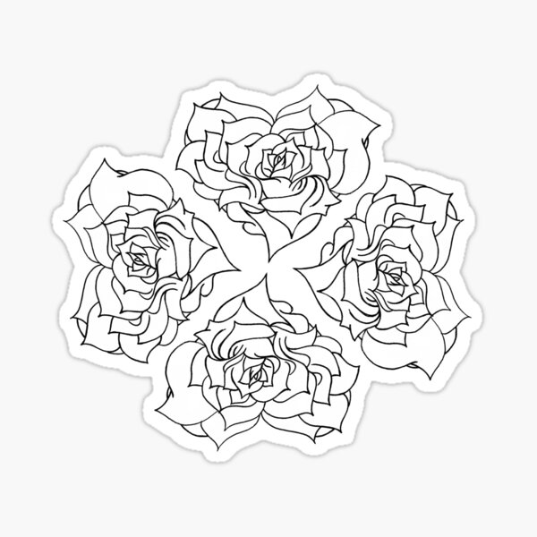 Minimal rose pattern - white Sticker
