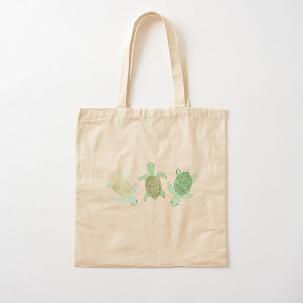 Gilded Jade & Mint Turtles Cotton Tote Bag
