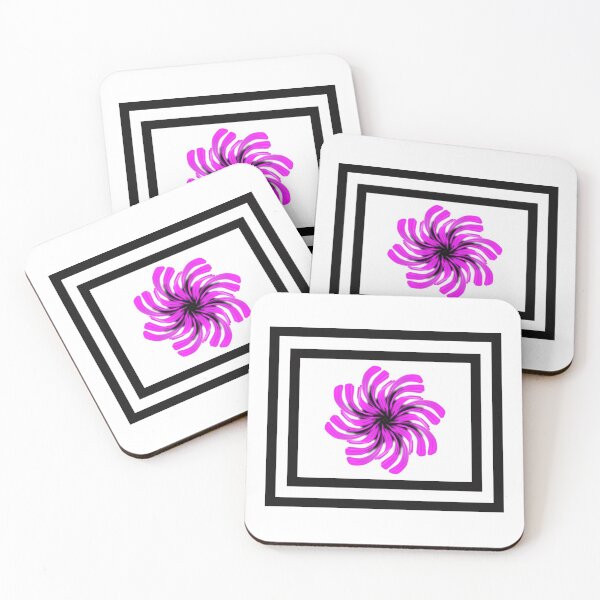 Item preview, Hot pink flower motif with black borders on cool white background. designed and sold by PetaJaneHome.