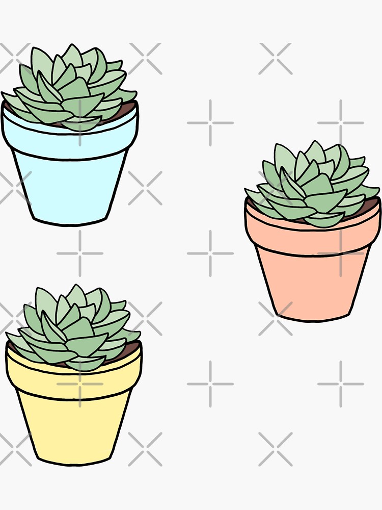 Thumbnail 3 of 3, Sticker, Pack of pastel succulents designed and sold by Pastel-PaletteD.