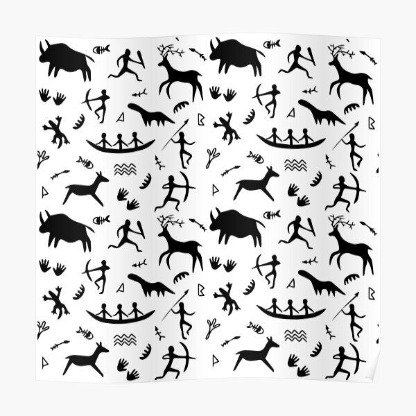 black and white Anthropologie - anthropology - caveman Poster