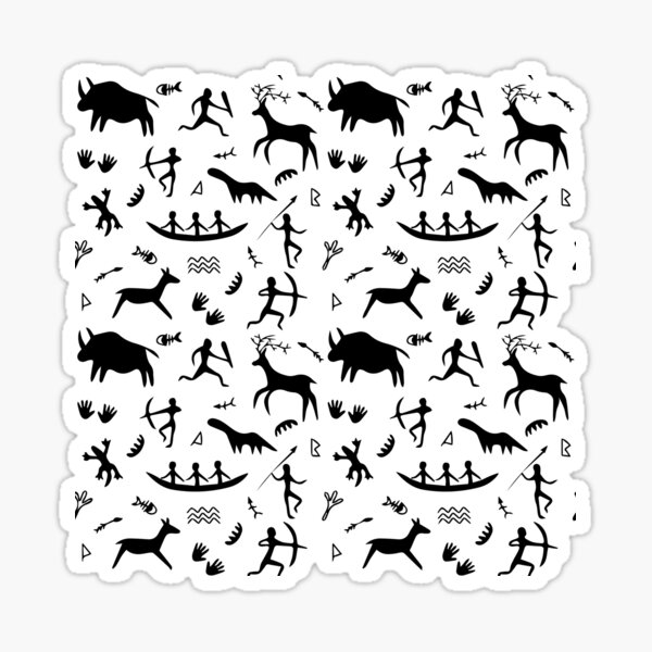 black and white Anthropologie - anthropology - caveman Sticker