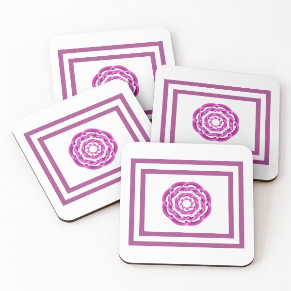 Item preview, Circular motif in shades of beautiful pink with pink borders on cool white background. designed and sold by PetaJaneHome.