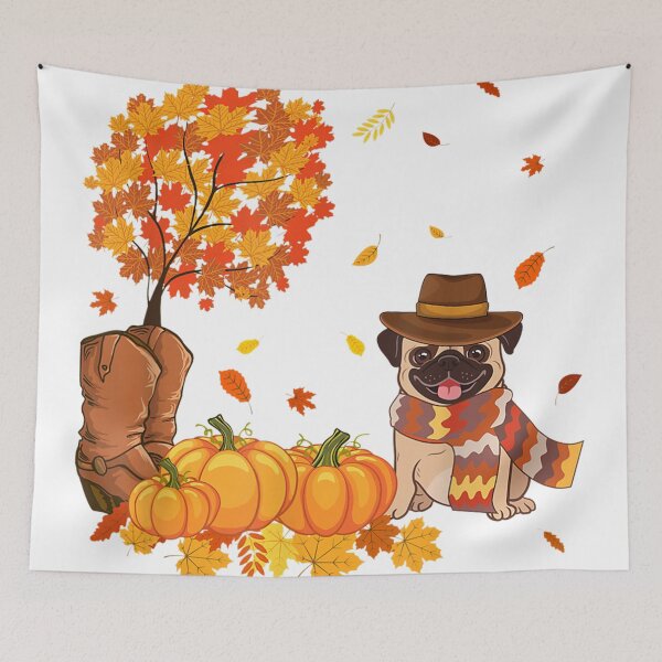 Item preview, Pug leaf autumn pumpkin orange love dog designed and sold by linhkaphung.