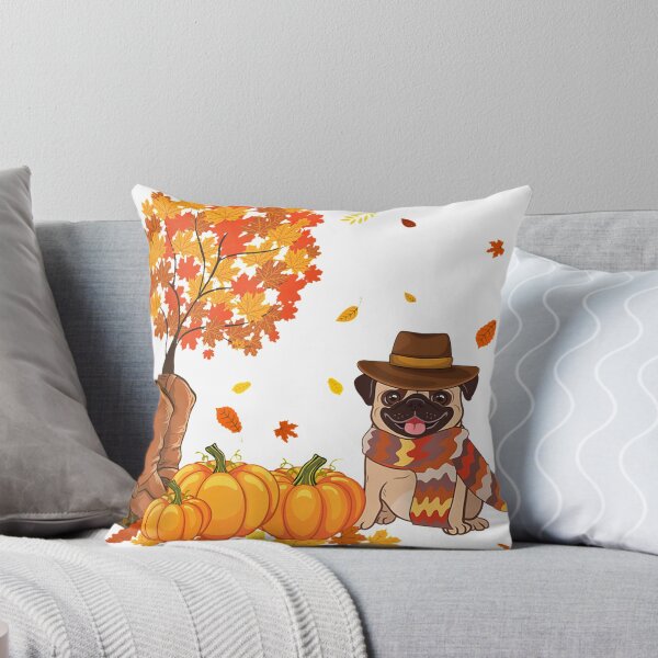 Item preview, Feuille de carlin automne citrouille orange amour chien designed and sold by linhkaphung.