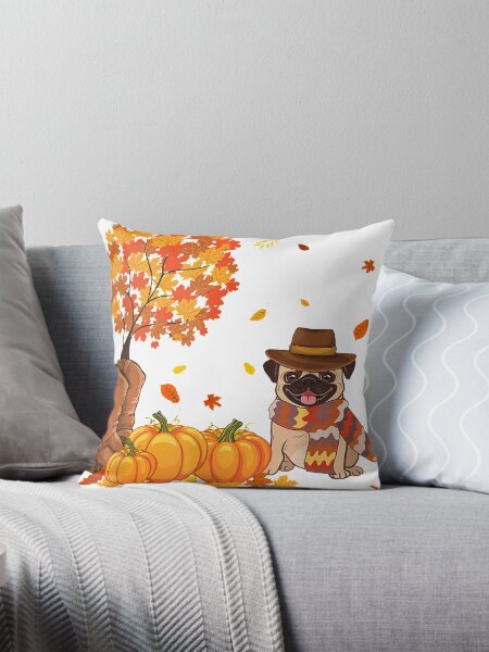 Item preview, Pug leaf autumn pumpkin orange love dog designed and sold by linhkaphung.