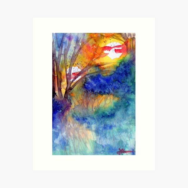 Item preview, Abstract Alien Landscape - double sunrise designed and sold by darrenyeoart.
