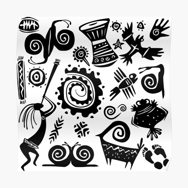 black and white Anthropologie - anthropology - caveman Poster