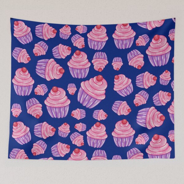 Item preview, Pink and purple cupcake design balloon twisting pointillism painting designed and sold by MitoP.