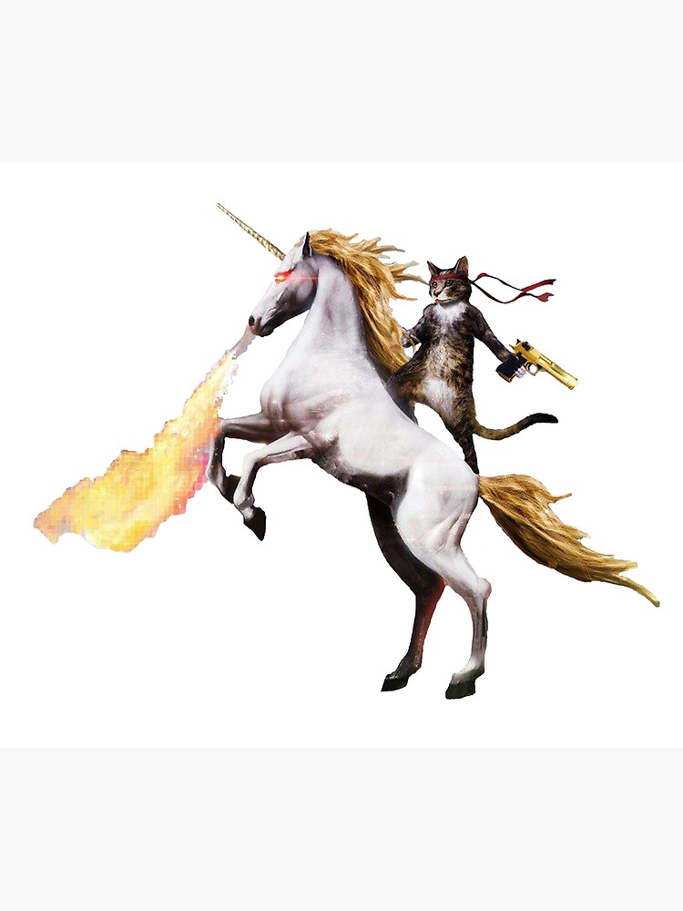 "Cat Riding Unicorn" Poster for Sale by NoWukkasMate | Redbubble