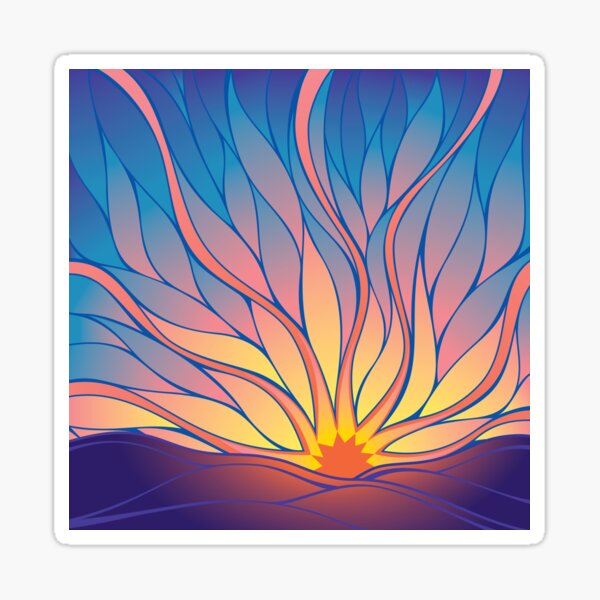 Sunrise, Abstract Psychedelic Art Sticker