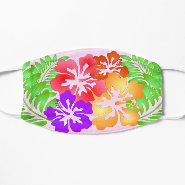Hawaiian Hibiscus Flower Face Mask - Pink Flat Mask